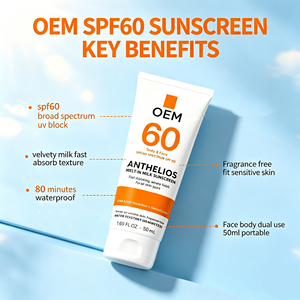 Crème solaire laiteuse à large spectre SPF60 OEM, sans parfum, résistante à l'eau pendant 80 minutes, lotion pour le visage et le corps 50 ml - Product Image 2