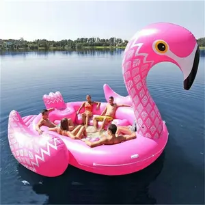 Venta al por mayor isla flotante piscina flotador-Flotador inflable de piscina para 6 personas, balsa inflable para juegos de agua, flamenco, pavo real