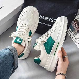 Zapatillas deportivas casuales estilo baloncesto para hombre, blancas y verdes con plataforma en contraste, zapatos de moda con cordones para caminar. - Product Image 3