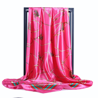 Syal Sutra Persegi 90cm Mewah Elegan untuk Wanita, Selendang Bermotif Polkadot, Kotak-kotak, Buatan Tangan, Hadiah Cina untuk Musim Dingin