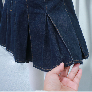 Brand Customization Stretchy Breathable Formal Styling Summer <strong>Pleated</strong> Mini <strong>Skirt</strong> Women's A-Line <strong>Denim</strong> Waist Logo Inner Layer - Product Image 6
