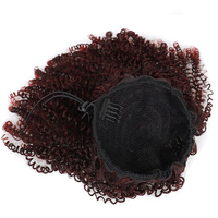 Queue de cheval afro courte et bouclée populaire avec cordon de serrage, en fibre haute température de qualité supérieure, type afro bouclé moelleux et rebondissant