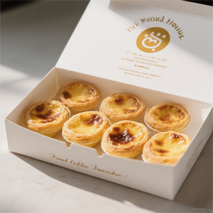 Custom Ontworpen Pastel De Nata En Ei Taart Doos Bakkerij Verpakking Met Matte Laminering Embossing Uv Coating Print Handling - Product Image 5