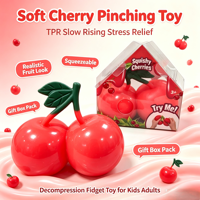 JCSL 13x15cm Mainan Squishy Ceri, Mainan Fidget Lembut TPR, Mainan Penghilang Stres Lambat Mengembang untuk Anak-anak Dewasa, Hadiah Dekompresi