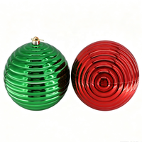 Boule de Noël en plastique de 20 cm, grande, à rayures côtelées électro-plaquées, à suspendre, pour la décoration des fêtes