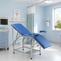 Mesa de Exploración Ginecológica de Acero Inoxidable para Hospital, Cama de Partos Manual Ajustable con Colchón Impermeable para Uso Clínico, Certificación CE