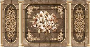 Papier peint mural de luxe pour salon, canapé, télévision, chambre à coucher, chevet, télévision, motif classique européen - Product Image 4