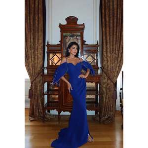 Robe de soirée longue bleu marine Aella, robe de bal formelle avec fente, crochetée, taille XS, pour soirée, banquet ou Quinceañera - Product Image 5