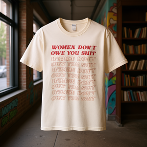 Camiseta feminista para mujer Don't Owe You Sh*t, estilo vintage, cuello redondo, manga corta, 100% algodón, corte regular, para todas las estaciones - Product Image 2