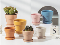 Petits pots de succulentes carrés en céramique avec plateau de drainage pour cactus et jardinières succulentes maison et jardin