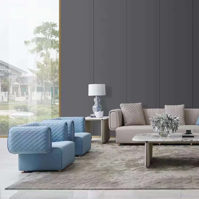 Desain Baru Elegan Set Mebel Rumah Sala Sofaset Kain Lounge Beludru Berumbai Modern Mewah Set Mebel Ruang Tamu