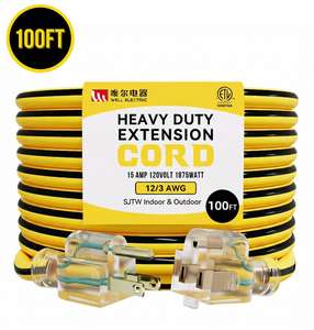 Linsheng ETL Certified Heavy Duty 12/3 AWG Waterproof 100ft Extension Cords - Product Image 1