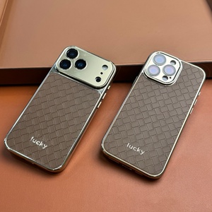 Nouvelle coque de téléphone portable en cuir PU magnétique électroplaqué pour iPhone 18 14 15 16 17 Pro Max avec film protecteur d'objectif en verre - Product Image 1