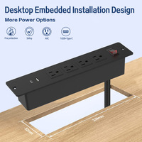 ETL soket saluran konferensi, dengan 4 colokan AC 2 port USB terhubung dengan kabel daya 6 kaki untuk furnitur rumah kantor