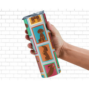 Vaso Delgado de Acero Inoxidable con Diseño de Dachshund y Chocolate, Color Bronceado - Product Image 4