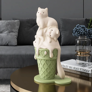 Statue <span class=keywords><strong>de</strong></span> chat en résine faite à <span class=keywords><strong>la</strong></span> main Sculpture animale Kawaii mignonne pour <span class=keywords><strong>la</strong></span> décoration intérieure Cadeau pour les amoureux des chats Figurine à collectionner Pièce d'art - Product Image 1