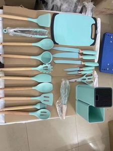 Factory Shipment 19 Piece Set of Cutting Tools Silicone Combination Set Silicone <b>Kitchenware</b> Set Knife Holder Color Cutting Tool - Product Image 4