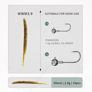 Paquete de bolsa de plástico personalizada 99mm3g Señuelos de Pesca Lugworm Gusanos marinos Mayorista profundo 10 unids/bolsa Squirmy Silicone <span class=keywords><strong>Worm</strong></span> Soft Bait - Product Image 3