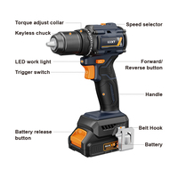 MAXXT Perceuse-visseuse sans fil 20V à batterie, électrique, portative, rechargeable, à percussion, sans balais, pour la construction