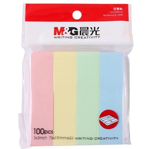 Blocs-notes autocollants colorés M&G Chen Guang 76x19mm, 100 pièces par bande, 4 bandes, bloc-notes adhésif pour étudiants - Product Image 5
