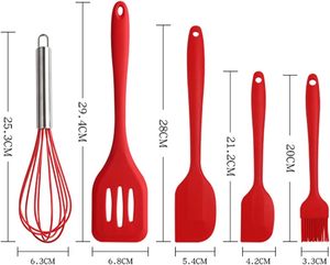 Ensemble de 5 spatules de cuisine pour la maison et la cuisine, résistantes à la chaleur, en silicone alimentaire, avec manches en bois et en plastique - Product Image 3