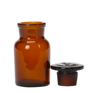 Bouteilles en verre ambré à large ouverture de 30 ml à 1000 ml pour comprimés, avec couvercle en verre, type flacon d'apothicaire - Product Image 1