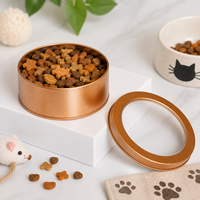 Boîtes en métal rondes en gros pour friandises pour animaux de compagnie avec couvercle à fenêtre transparente, conteneur personnalisé avec logo pour collations pour chats et emballage de détail