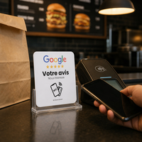 Carte Google Review NFC RFID ISO Modèle Pivot U-Card en PVC Acrylique Époxy Étanche avec Code QR Puce NTAG213 13.56MHz Carte Cadeau