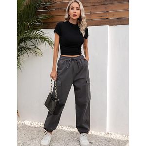Camiseta Corta sin Espalda para Mujer, Cuello Alto, Manga Corta, Ajustada, Estilo Casual Y2K, Moda Verano 2023 - Product Image 6