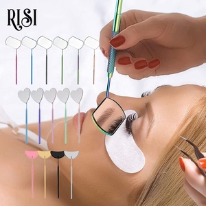 Nuevo espejo de pestañas <span class=keywords><strong>RISI</strong></span>, espejo de pestañas profesional de acero inoxidable, forma de corazón/cuadrado/luna, espejo de pestañas rosa, logotipo personalizado - Product Image 6