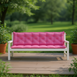 Coussins de banc d'extérieur extra longs roses, 100% polyester matelassé, résistants à l'eau, amovibles, utilisables toute l'année - Product Image 2