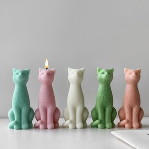 แม่พิมพ์ซิลิโคนอโรมาเธอราพีรูปแมวน่ารัก3D J-5134สำหรับทำเทียนหอมเทียนหอมตกแต่งเค้กลูกแมวยิปซั่มกาววางแม่พิมพ์เครื่องประดับ - Product Image 3