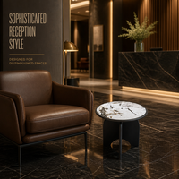 Table basse en marbre durable et écologique au design minimaliste italien moderne, ensemble de table d'appoint pour canapé en acier inoxydable pour salon