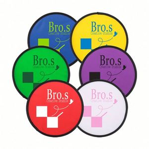 Custom Logo Foldable Flying Disc Folding Handheld Fan Nylon Round Fold-Up Flying Disc with Pouch - Product Image 1