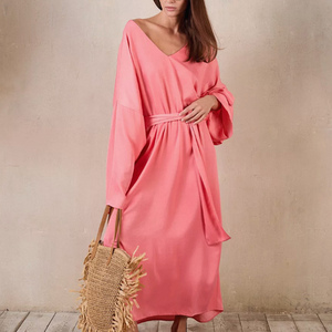 Enyami Women <strong>Kimono</strong> <strong>Robes</strong> Long Knit Bathrobe Lightweight Soft Satin Sleepwear V-neck Casual <strong>Ladies</strong> Loungewear with Waist Belt - Product Image 3