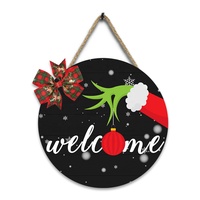 Nouvelle Guirlande Décorative de Noël en Gros 30x30cm Ronde, Panneau de Porche de Noël en Bois et Tableau d'Affichage Suspendu