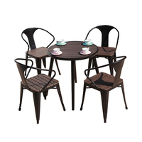 Métal + plastique recyclable bois Tables à manger d'extérieur ensemble de mobilier d'extérieur Tables basses en bois Chaises
