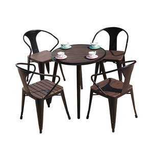 Kim loại + tái chế nhựa gỗ ngoài trời bàn ăn đồ gỗ ngoài trời đặt Bàn cà phê bằng gỗ ghế - Product Image 2