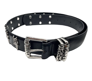 Il nuovo rullo inciso in lega d'argento con cintura in PU con fibbia traforata all'uncinetto è un Punk High Street maschile e femminile - Product Image 1