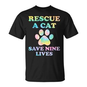 T-shirt Tie-Dye « Sauvez un chat, sauvez neuf vies » pour les amoureux des chats – Vêtement promotionnel pour les passionnés de chats - Product Image 1