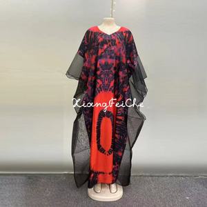 Nuovo stile europeo americano Patchwork Organza retrò abito lungo grande orlo estivo africano stampato vestito ampio da donna - Product Image 6