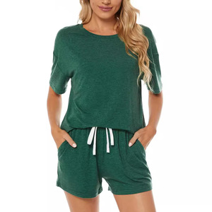 Set <span class=keywords><strong>di</strong></span> pantaloncini Casual da donna comodi all'ingrosso in fabbrica tessuto a maglia estivo stampato in tinta unita molto - Product Image 4