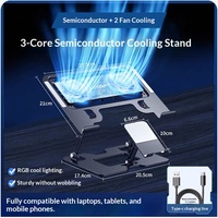 Support de refroidissement silencieux pliable double usage pour ordinateur portable et téléphone portable avec ventilateur pour ordinateur portable de jeu, rehausseur de refroidissement par air
