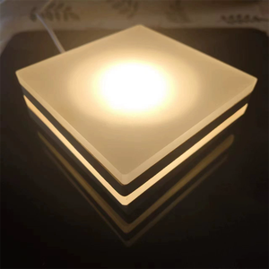 Square Wooden LED <strong>Lamp</strong> Table Light Custom Wood Base Transparent Acrylic Vase <strong>Fish</strong> <strong>Tank</strong> Base Crystal Decoration Display Holder - Product Image 4