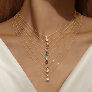 Collier en argent sterling 925 avec pierre de naissance et zircon coloré, plaqué or 18 carats, tendance, pour femme - Nouveauté Canner - Product Image 3