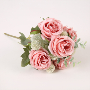 Bouquet de roses artificielles en gros, fleurs artificielles, décoration de mariage, décoration de la maison, 5 têtes, rose en soie - Product Image 4