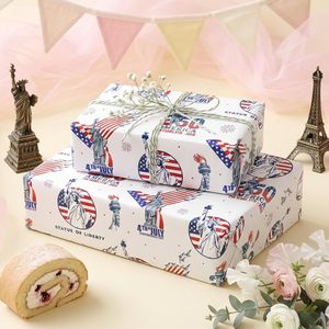 4th Of July <b>Wrapping</b> <b>Paper</b> 17 Inch X 16.5 Feet Patriotic Gift Wrap Statue Of Liberty Usa Flag Design - Product Image 2