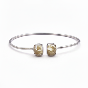 สร้อยข้อมืออัญมณีสีทองสุดหรูสร้อยข้อมือกำไลข้อมือทำมือทรงสี่เหลี่ยมสีเงินสำหรับวันเกิด - Product Image 1