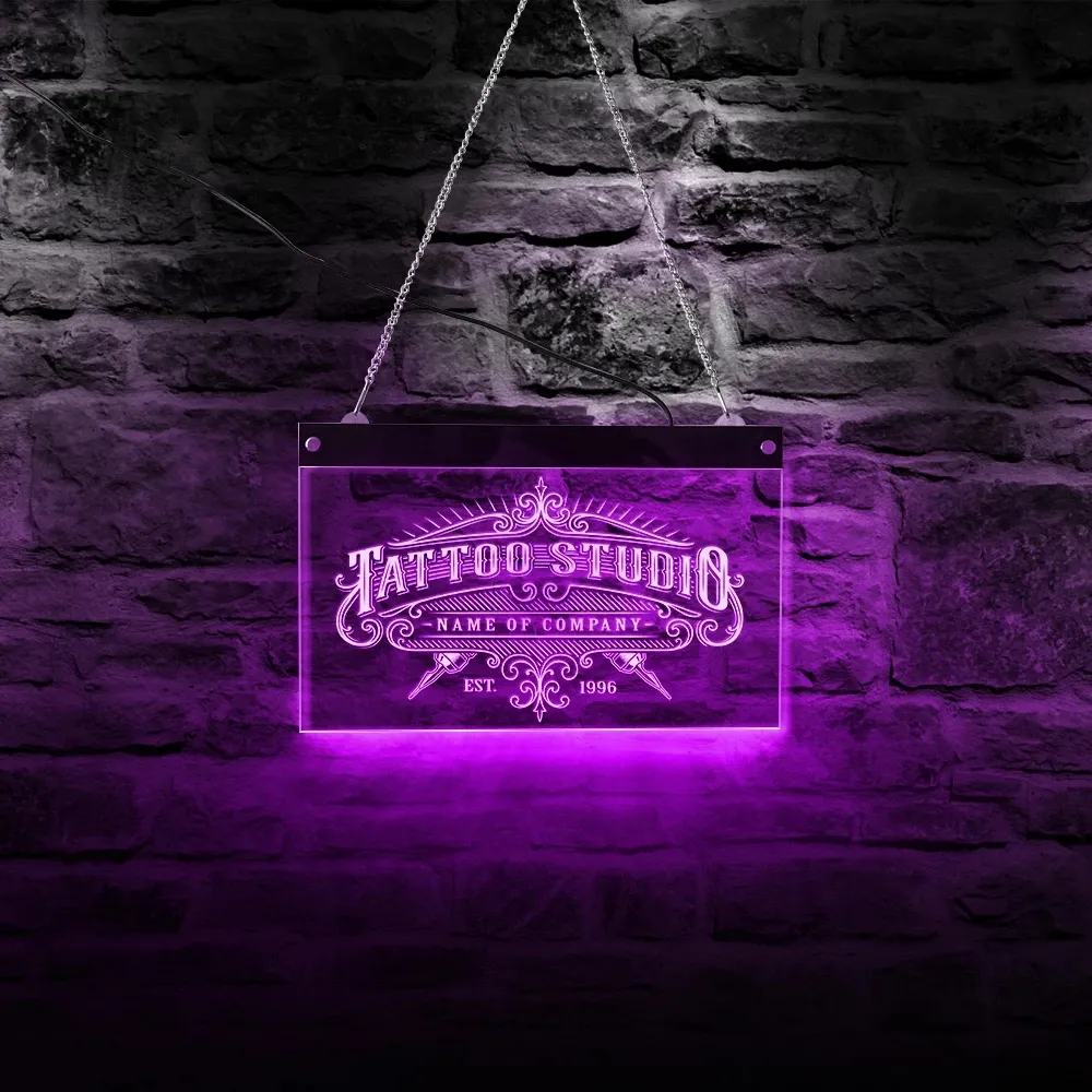 Tattoo Studio Custom Led Neon Sign Custom Tattoo Salon Bedrijf Naam Vintage Logo Business Muur Teken Met Led Verlichting Veranderingen