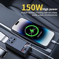 Adaptateur d'alimentation universel 24V 12V pour allume-cigare de voiture, chargeur avec ports USB Type-C, onduleur intelligent 150W pour camions et motos